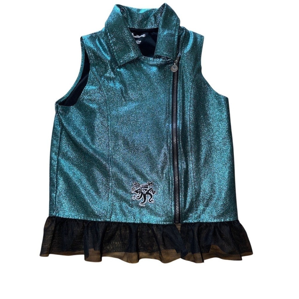 Disney‎ Descendants 3 Uma Moto Vest Girls XL 14/16 Teal Blue Ruffle Hem cosplay - Picture 5 of 5